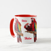Red Macaw Parrot Damas de Waterverf Mok (Voorkant links)