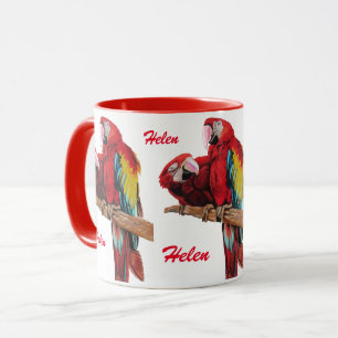 Red Macaw Parrot Damas de Waterverf Mok