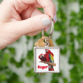 Red Macaw Parrot Waterverf Art Key Ring Sleutelhanger (Hand)
