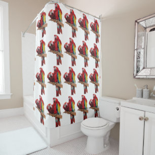 Red Macaw Parrot Waterverf Art Showgordijn Douchegordijn