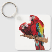Red Macaw Parrot Waterverf Sleutelhanger (Voorkant)