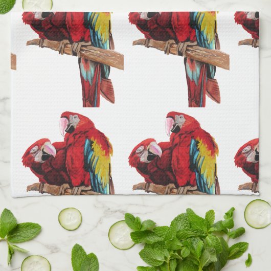 Red Macaw Tea Towel Theedoek (Gevouwen)