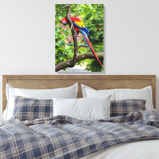Red Macaw Wall Canvas Art (Insitu (Slaapkamer))