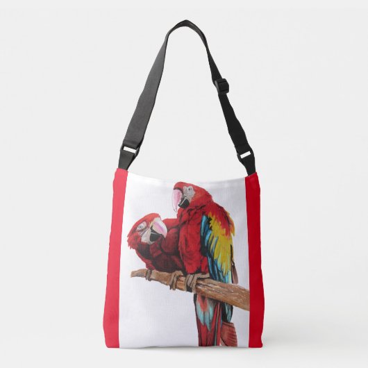 Red Macaw Waterverf Crossbody Bag Crossbody Tas (Voorkant)