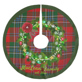 Red MacLean Tartan Brede Familienaam Tree Skirt Kerstboom Rok
