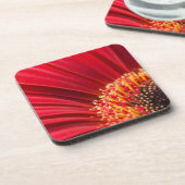 Red Macro Gerbera Daisy Flower Onderzetter (Linkerzijde)