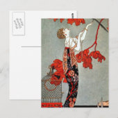 Red Madame Art Deco Design Briefkaart (Voorkant / Achterkant)