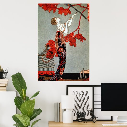 Red Madame Art Deco Design Poster (Thuiskantoor)