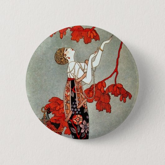 Red Madame Art Deco Design Ronde Button 5,7 Cm (Voorkant)