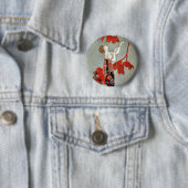 Red Madame Art Deco Design Ronde Button 5,7 Cm (In situ)