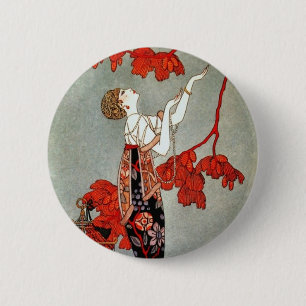 Red Madame Art Deco Design Ronde Button 5,7 Cm
