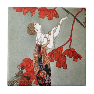 Red Madame Art Deco Design Tegeltje