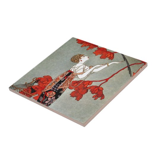 Red Madame Art Deco Design Tegeltje (Zijkant)