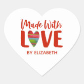 Red Made with Love Heart Sticker (Voorkant)