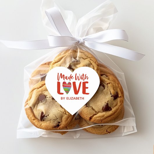 Red Made with Love Heart Sticker