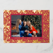 RED Magenta GOLD Botanical Lijst Folie Feestdagenkaart (Voorkant)