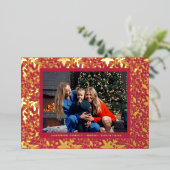 RED Magenta GOLD Botanical Lijst Folie Feestdagenkaart (Staand Voorkant)