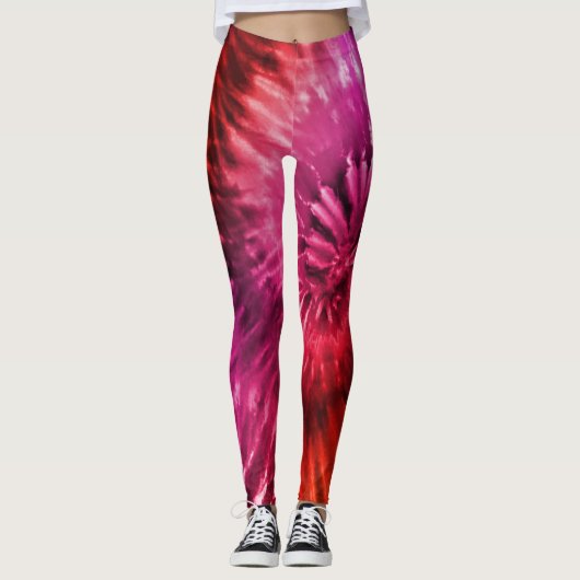 Red & Magenta Psychedelic Starburst Leggings (Voorkant)