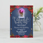 Red Magical Enchanted Red Rose Beauty Sweet 16 Kaart (Staand voorkant)