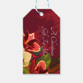 Red Magnolia Floral kerstcadeaus Cadeaulabel (Voorkant)