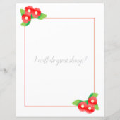 Red Magnolia Floral Lined Schrijfpapier (Achterkant)