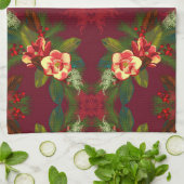 Red Magnolia Floral Print Kitchen Towel Theedoek (Gevouwen)