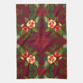 Red Magnolia Floral Print Kitchen Towel Theedoek (Verticaal)