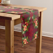 Red Magnolia KerstFloral Print Table Runner Korte Tafelloper (Voorbeeld)