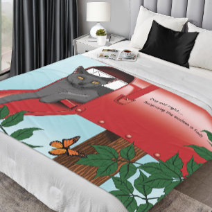 Red Mail Box Cat Fleece Deken