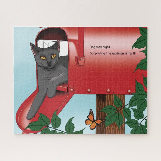 Red Mail Box Cat Legpuzzel (Horizontaal)
