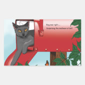 Red Mail Box Cat Rechthoekige Sticker (Voorkant)
