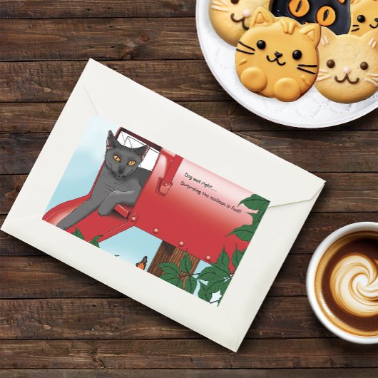 Red Mail Box Cat Rechthoekige Sticker