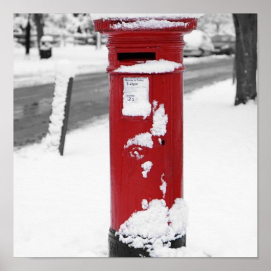 Red Mail Box in Snow Poster (Voorkant)