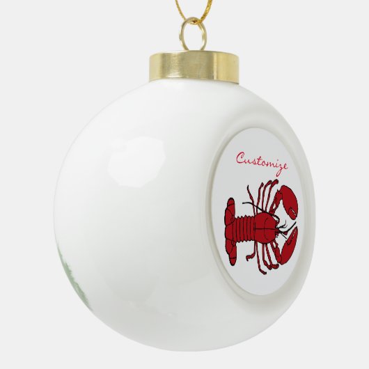 Red Maine Lobster Thunder_Cove Keramische Bal Ornament (Links)