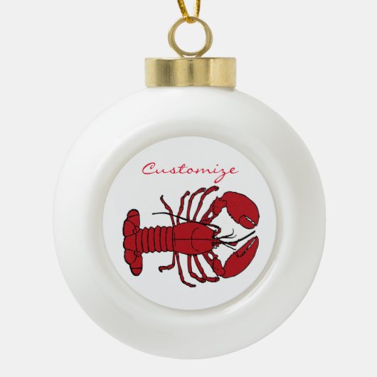 Red Maine Lobster Thunder_Cove Keramische Bal Ornament (Voorkant)