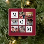 Red Mam Colorblock Foto Collage Persoonlijk Keramisch Ornament<br><div class="desc">Pas dit mam Colorblock Foto Collage Specialized Ceramic Ornament gift idea aan om een van je favoriete mensen te vieren. Dit gepersonaliseerde geschenk maakt een verjaardagscadeau of kerstcadeau. Familie en vrienden houden van dit mam Colorblock Photo Collage Personalized Ceramic Ornament gift idea. Het is makkelijk om je te personaliseren om...</div>
