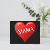 Red Mama Heart met zwarte achtergrond Briefkaart (Staand voorkant)