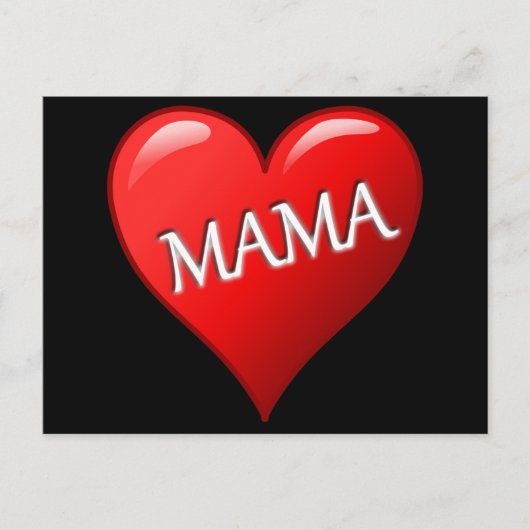 Red Mama Heart met zwarte achtergrond Briefkaart (Voorkant)