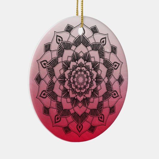 Red Mandala Abstract mooie kerst Keramisch Ornament (Rechts)