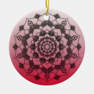 Red Mandala Abstract mooie kerst Keramisch Ornament