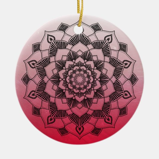 Red Mandala Abstract mooie kerst Keramisch Ornament (Voorkant)