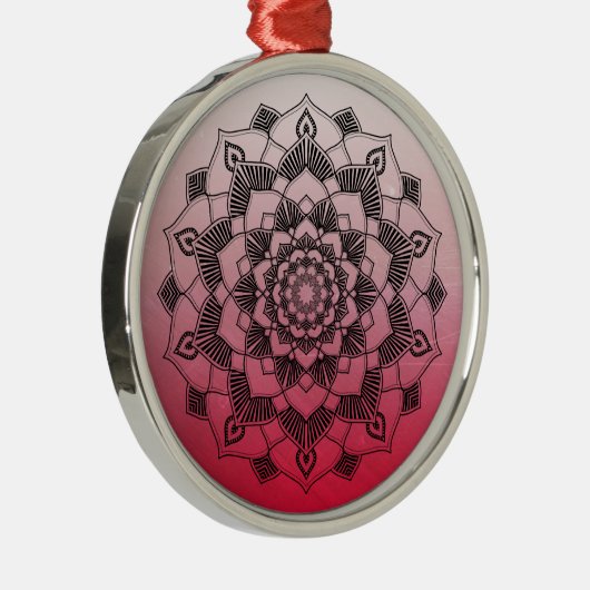 Red Mandala Abstract mooie kerst Metalen Ornament (Rechts)