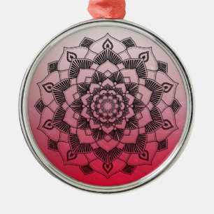 Red Mandala Abstract mooie kerst Metalen Ornament