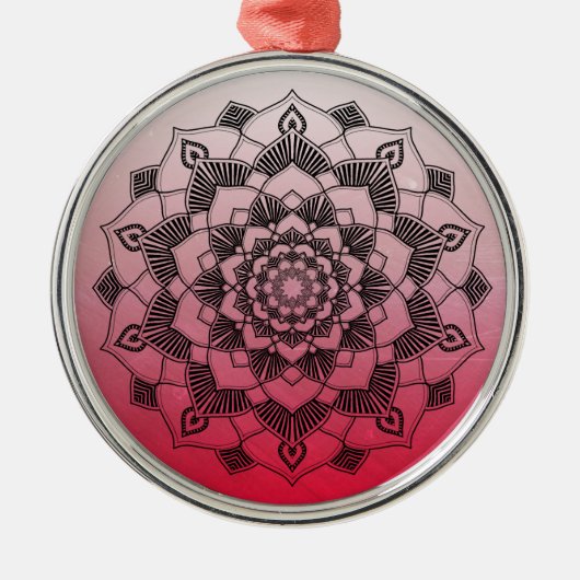 Red Mandala Abstract mooie kerst Metalen Ornament (Voorkant)
