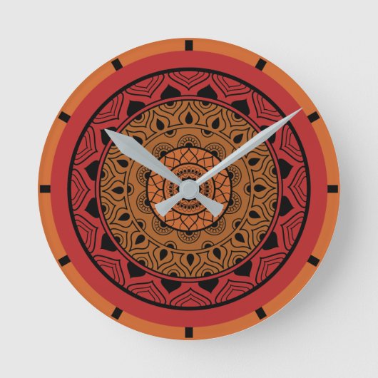 Red Mandala Acrylic Ronde Klok (Voorkant)