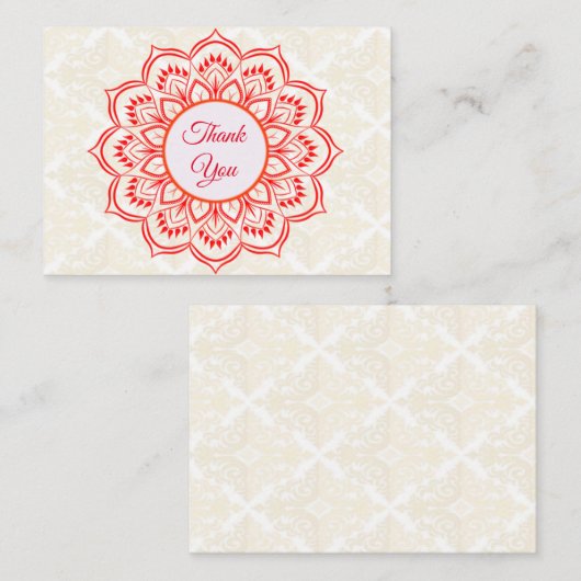 Red Mandala bedankkaart Notitiekaartje (Voorkant / Achterkant)