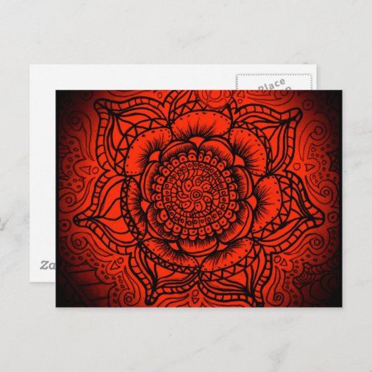 Red Mandala Briefkaart (Voorkant / Achterkant)