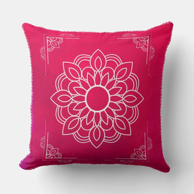 Red Mandala Decorative Pillow Kussen (Voorkant)