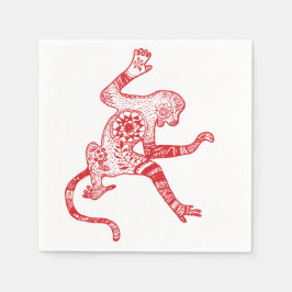 Red Mandala Fire Monkey Cocktail Papier Servetten