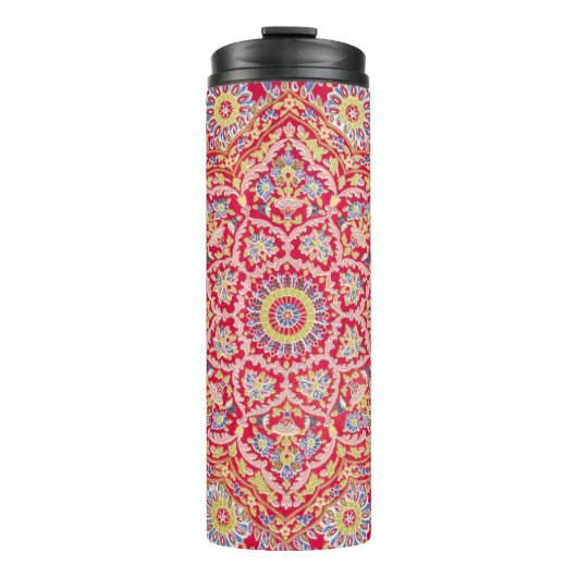 Red Mandala  Indiase kunst Boho Thermosbeker (Voorkant)